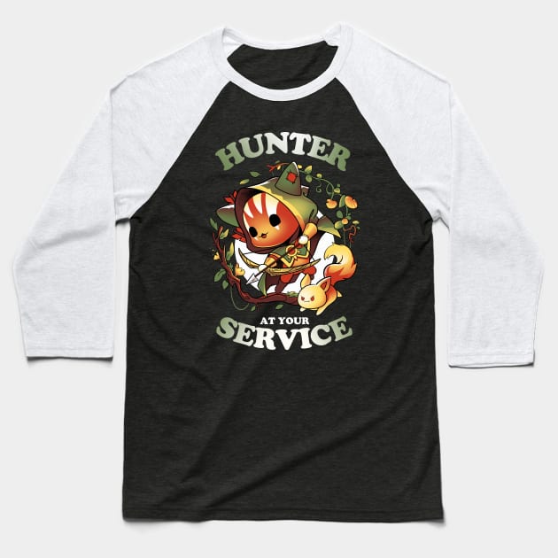 Hunter's Call - Cute Cat Gamer Baseball T-Shirt by Snouleaf